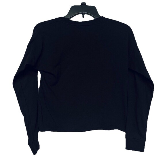 Simply Southern Small Black Red Plaid Dog Mom Cutoff Crop Long Sleeve T Shirt - Picture 3 of 5